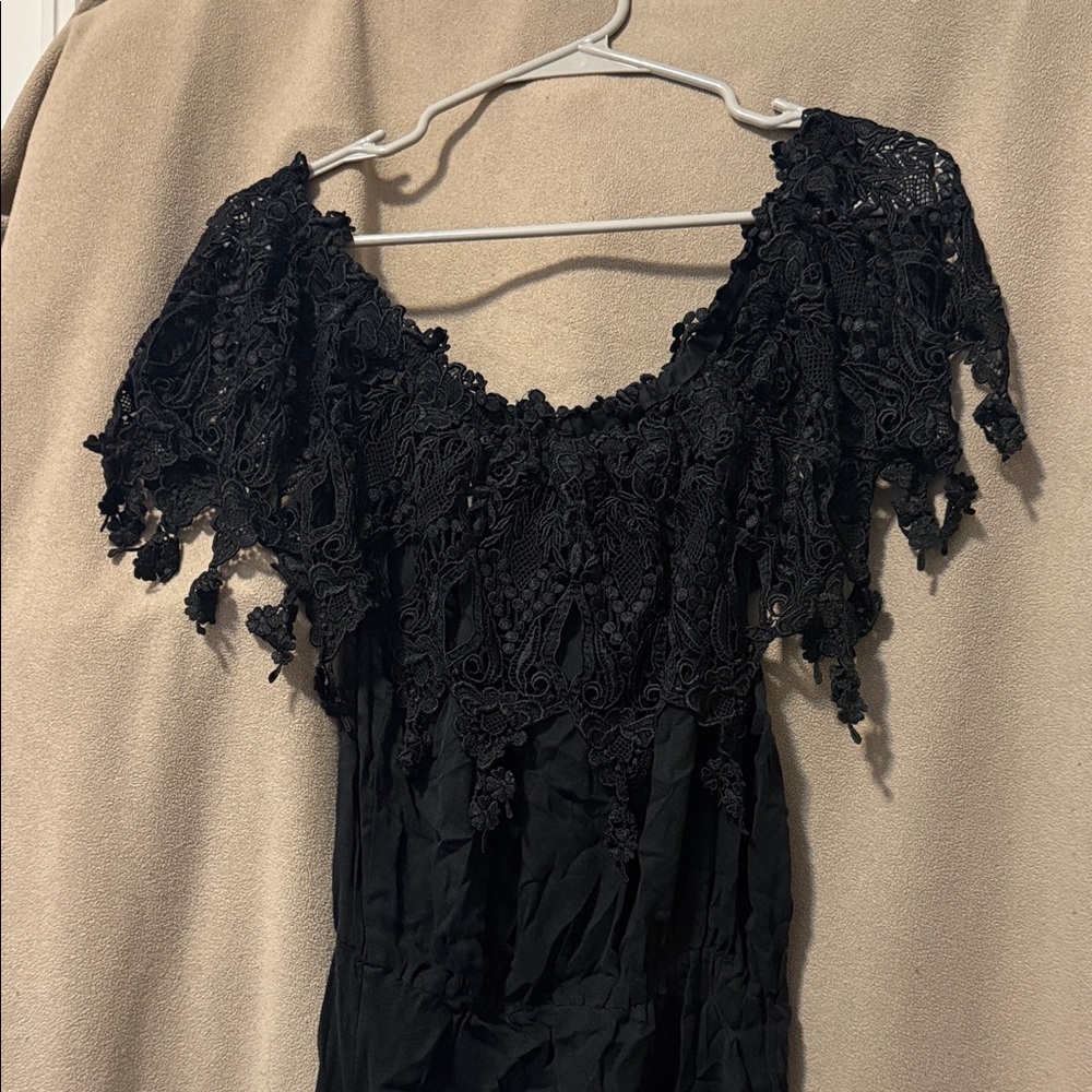 Stone Cold Fox Black Lace Maxi Dress
